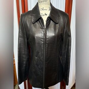 Kasper Black Soft Leather Jacket Size M
